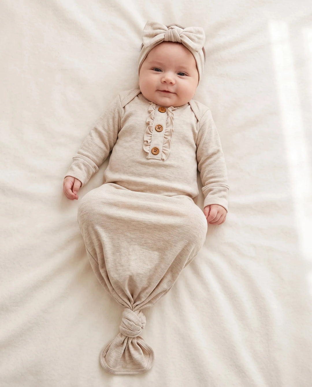Saco de dormir de lana para niña, bata infantil con diadema, color albaricoque