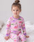 Pijama de algodón orgánico de 2 piezas para niños pequeños con estampado infantil, ajuste ceñido, rosa
