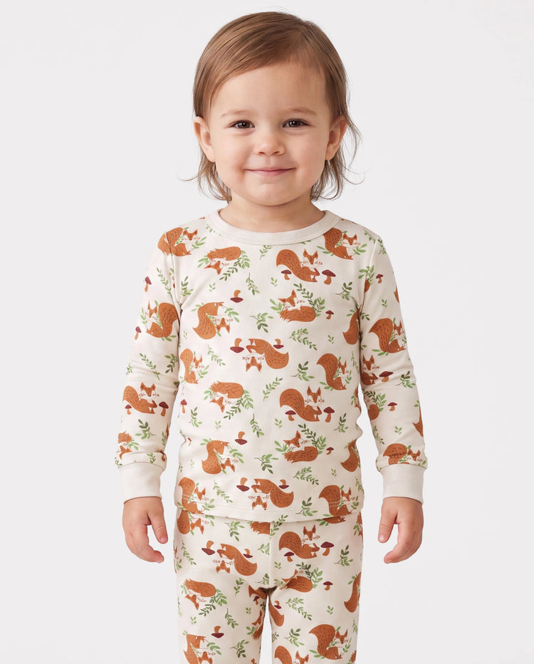 Christmas / Halloween Pajama 2-piece Bamboo Pajamas Set With Childlike Print for Baby / Toddler( Snug-Fitting) Apricot