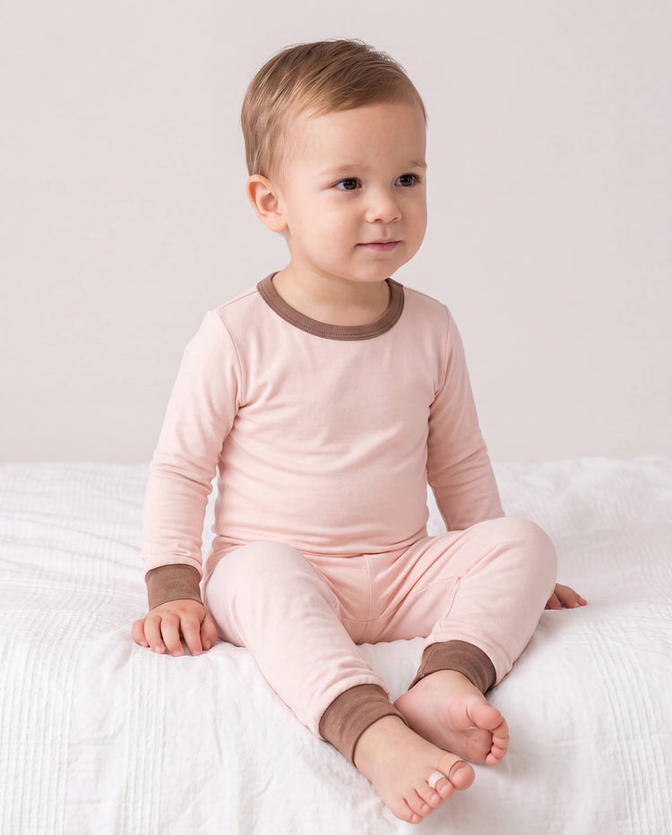 Conjunto de pijama de 2 piezas de Tencel Modal para bebé, niña/niño (ajustado), color albaricoque