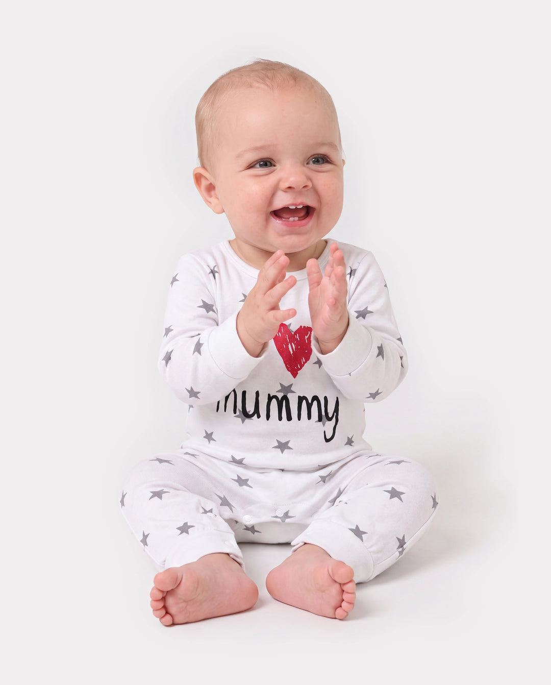 Baby Boy/Girl 95% Cotton Long-sleeve Love Heart Letter Print Stars/Striped Jumpsuit White