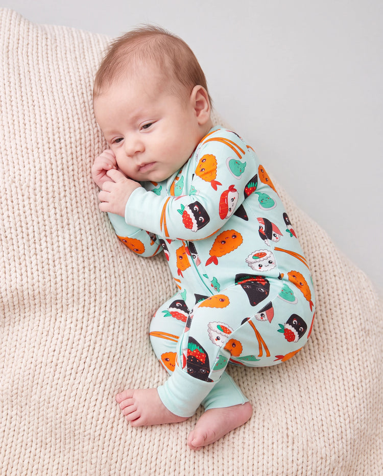 Kinder Baby / Mädchen Bambus Pyjama mit kindlichem Aufdruck (eng anliegend) hellgrün