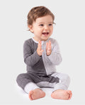 Mameluco de bambú para bebé niño/niña, color gris, con cremallera bidireccional, antideslizante y de manga larga