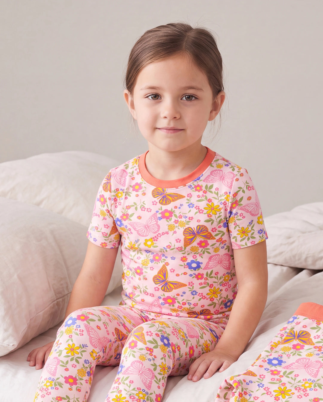 Toddler / Kids Christmas / Halloween Pajamas 3-Piece Bamboo Pajama Set 2-in-1 Look for 4 Seasons (Snug-Fitting) Light Pink
