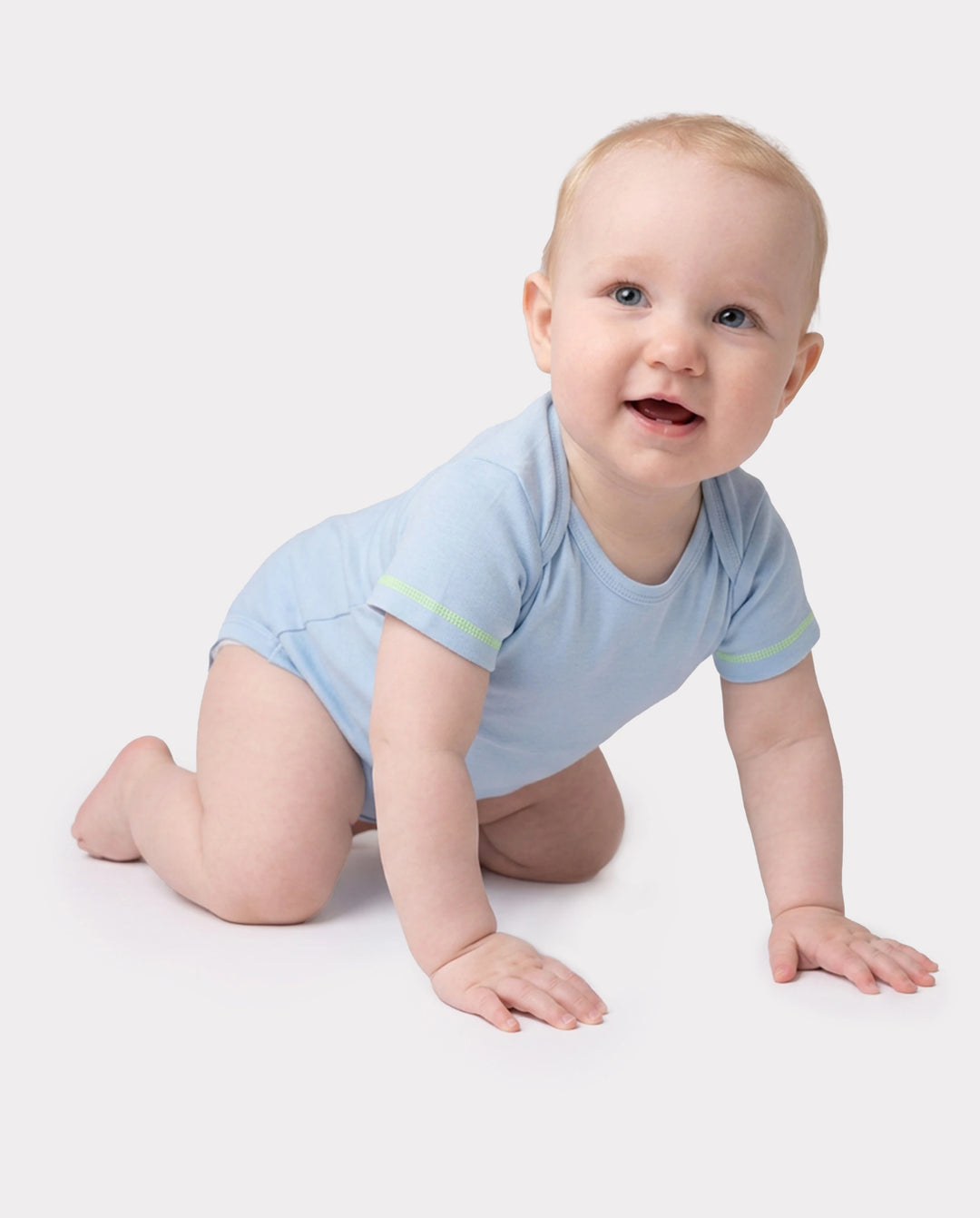 Baby Junge/Mädchen 3er-Pack Lyocell Einfarbiger Strampler blau