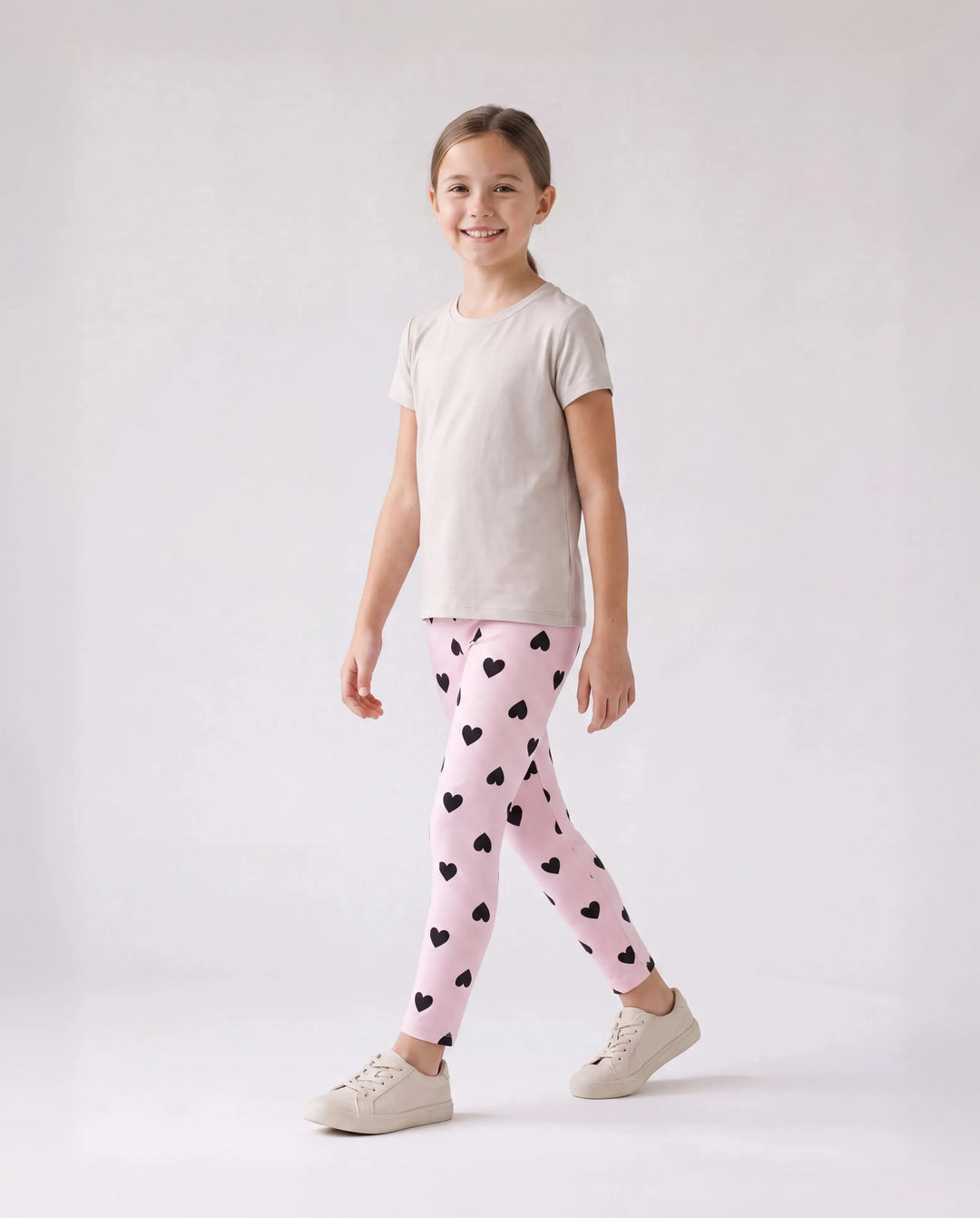 Leggings élastiques roses pour petite fille