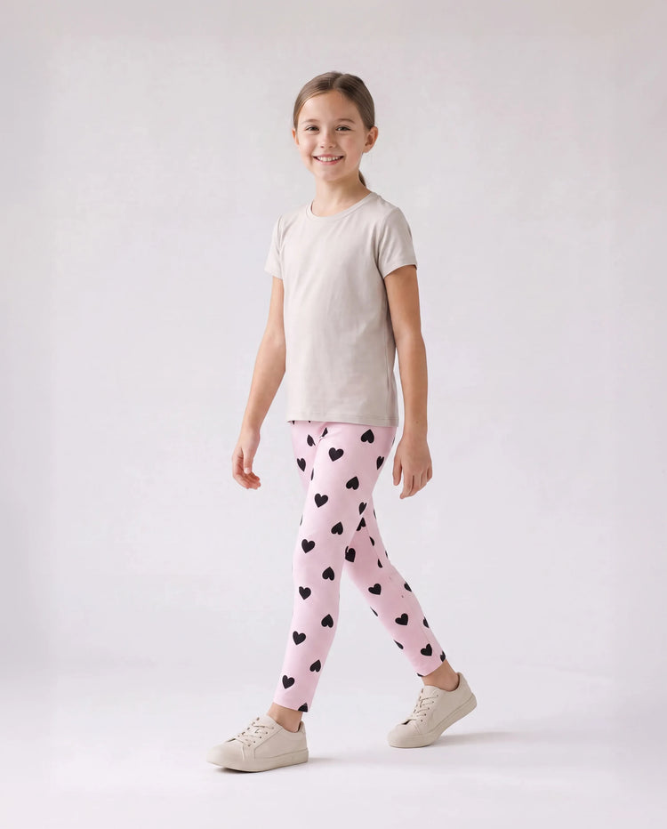 Leggings élastiques roses pour petite fille