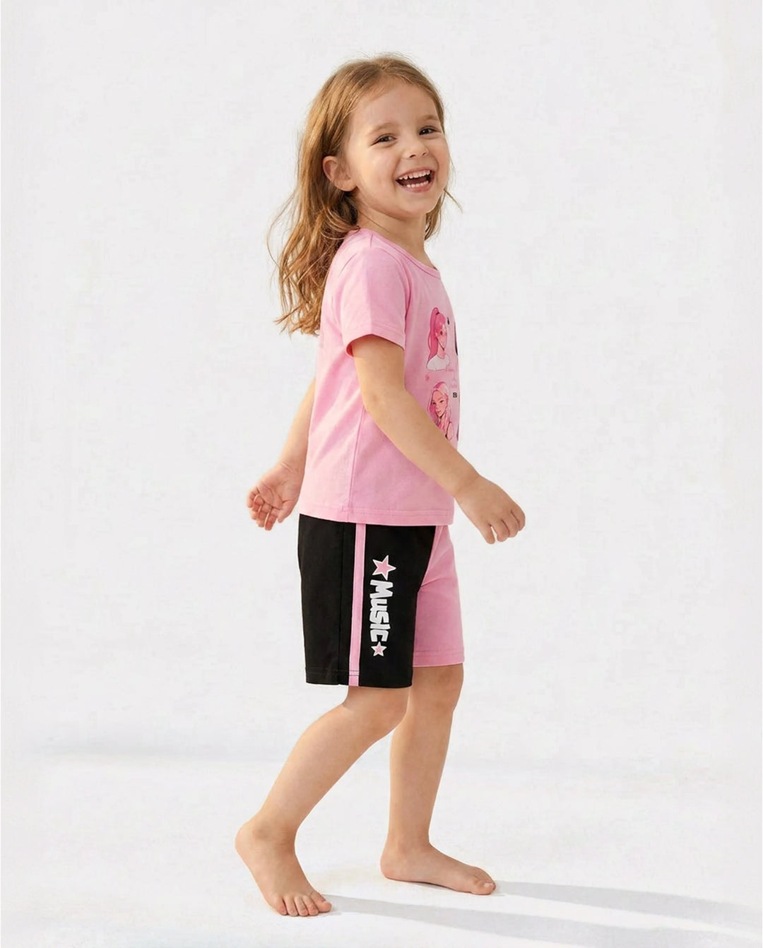 NEON Pop – Ensemble top et short pour petite fille, couleur rose