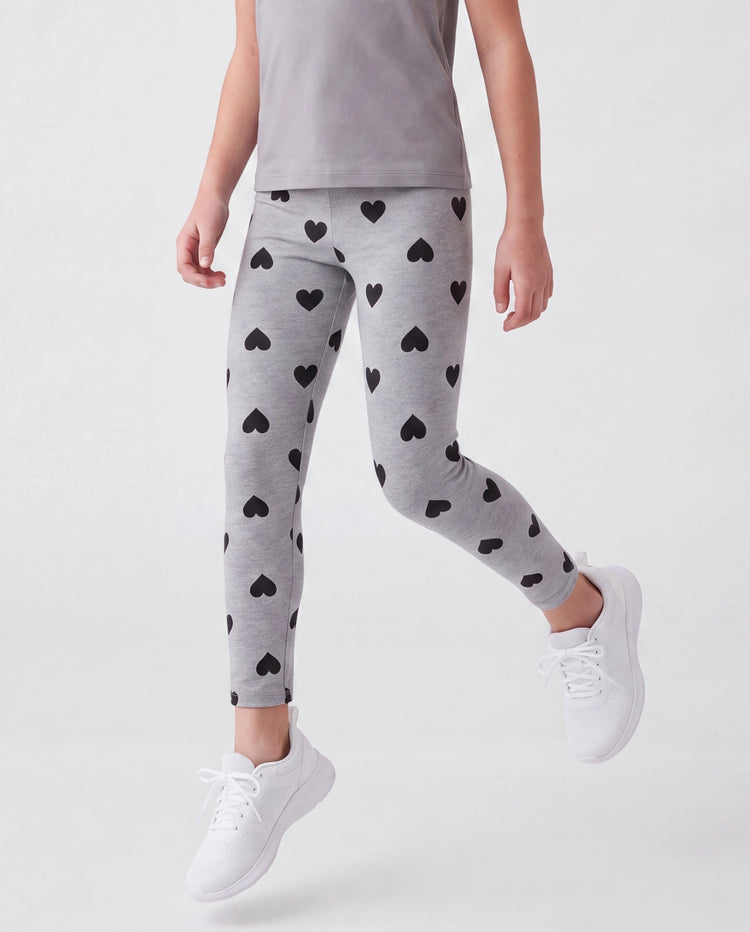 Leggings élastiques pour petite fille, gris moucheté
