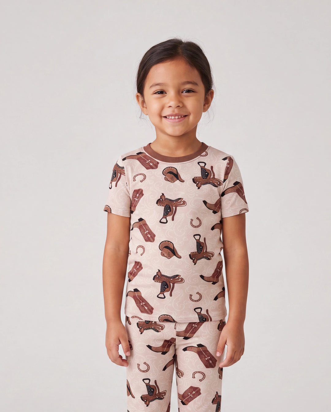 Toddler / Kids Christmas / Halloween Pajamas 3-Piece Bamboo Pajama Set 2-in-1 Look for 4 Seasons (Snug-Fitting) Brown