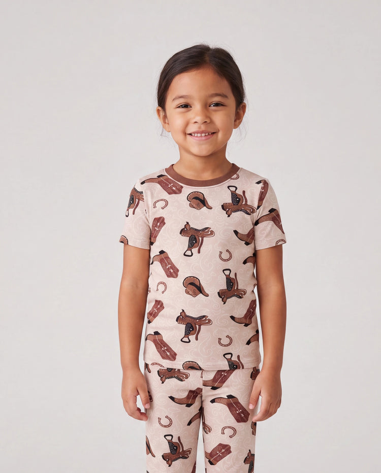 Toddler / Kids Christmas / Halloween Pajamas 3-Piece Bamboo Pajama Set 2-in-1 Look for 4 Seasons (Snug-Fitting) Brown