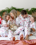 Matching Family Christmas Pajamas Gnome & Christmas Tree Print White