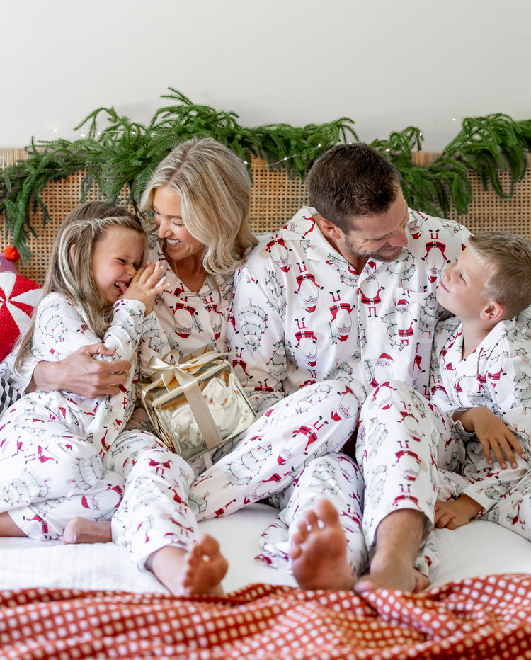 Matching Family Christmas Pajamas Gnome & Christmas Tree Print White