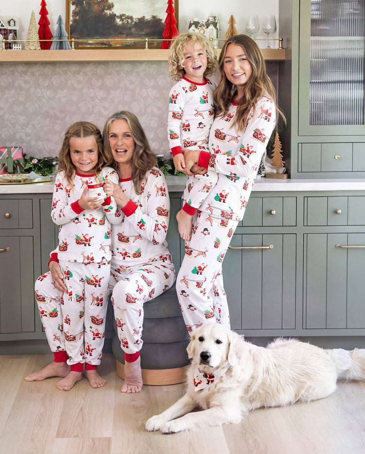PatPat Family Matching Christmas Pajamas Reindeer & Santa Claus Print White Plus Size RED/WHITE