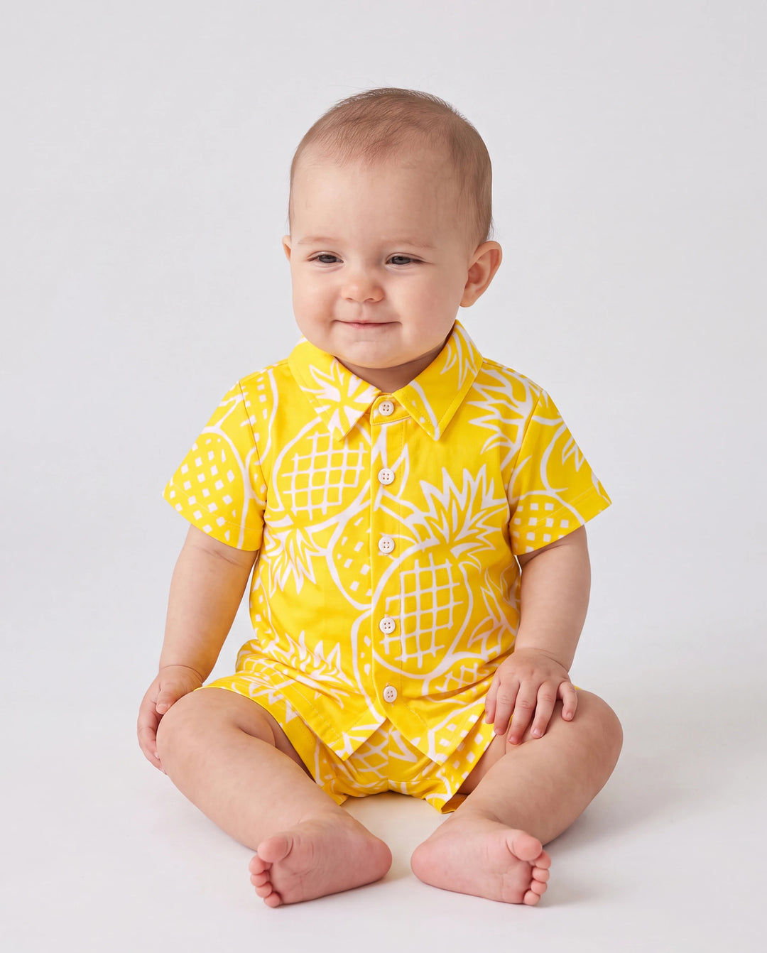 Fresh Market Baby Boy Pineapple Shirt & Shorts Set Yellow