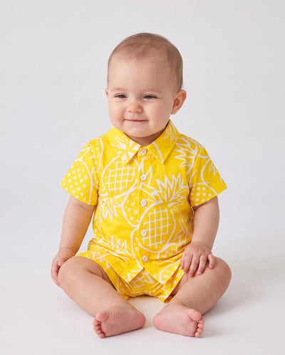 Fresh Market Baby Boy Pineapple Shirt & Shorts Set Yellow
