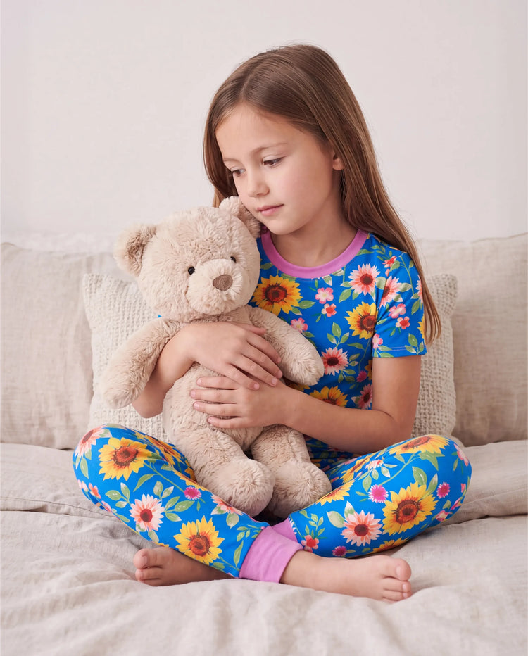Pijama de bambú de 3 piezas para niños pequeños/niños, para Navidad/Halloween, 2 en 1, para las 4 estaciones (ajustado), color azul