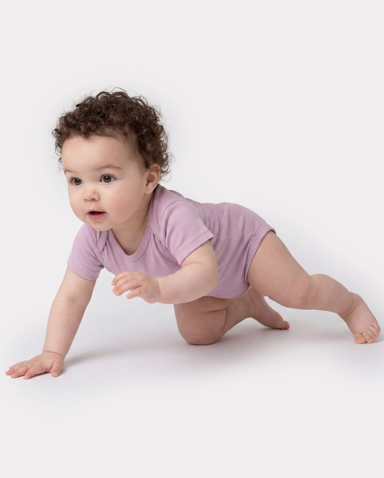 Ensemble 4 pièces barboteuses en modal de couleur unie pour bébé garçon/fille, rose