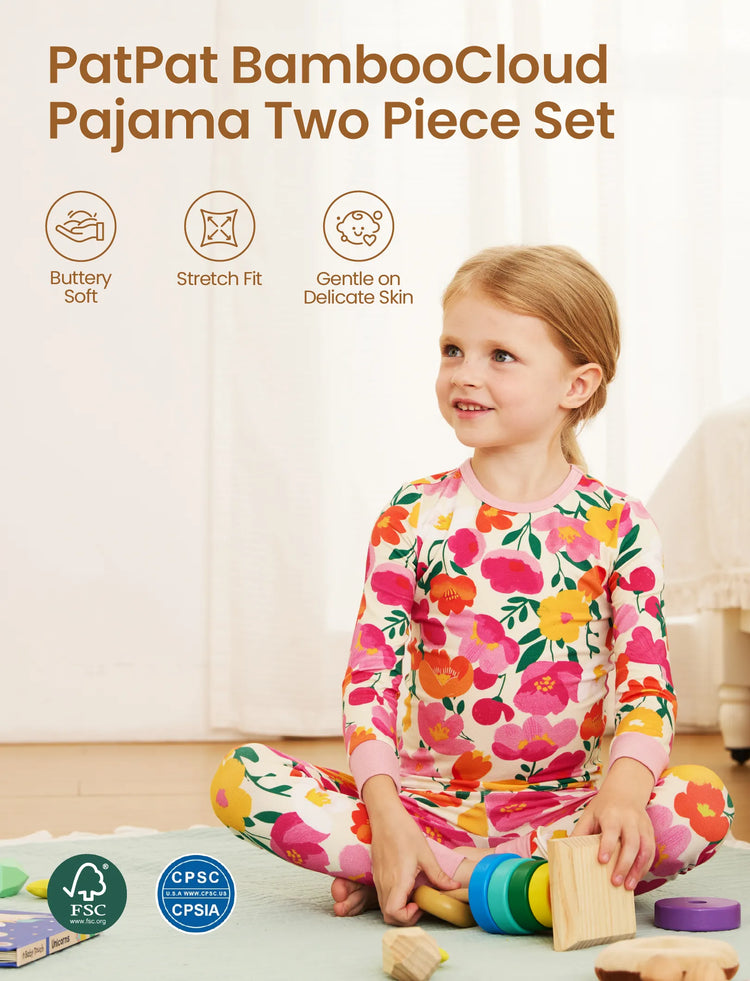Christmas / Halloween Pajama 2-piece Bamboo Pajamas Set With Childlike Print for Baby / Toddler( Snug-Fitting) Pink