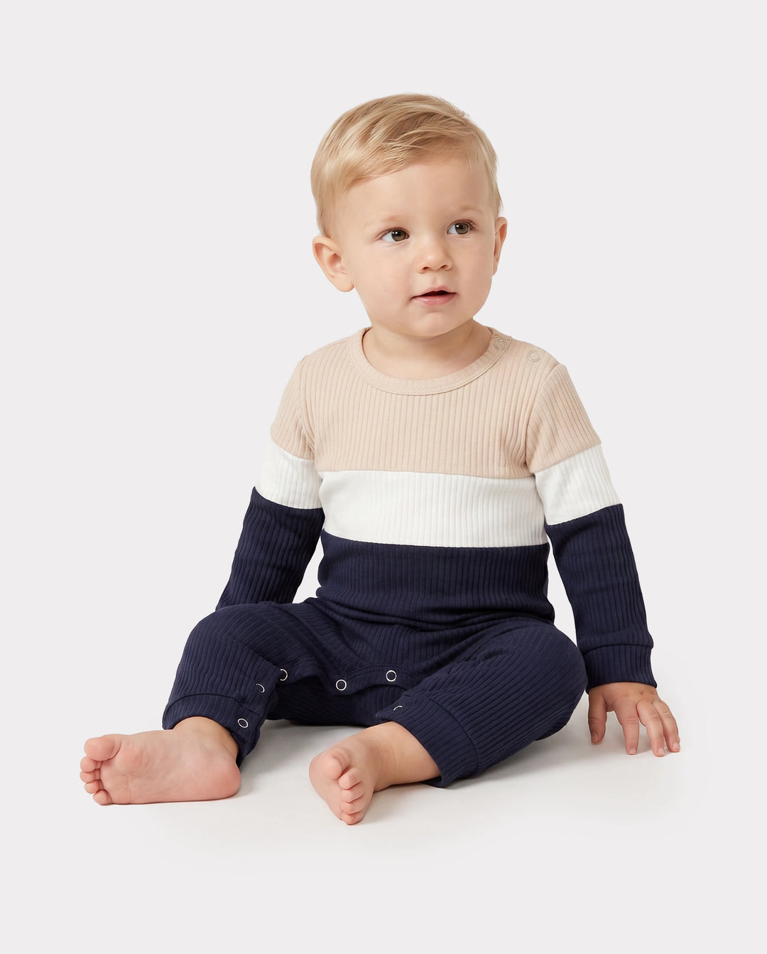 Family Matching Color-Block Knit Long-Sleeved Dresses And Tops Sets Multi-color
