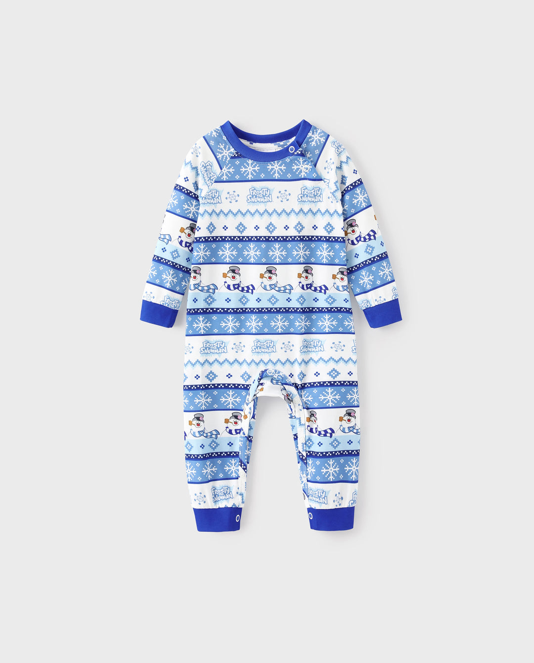 Frosty the Snowman Christmas Family Matching Pajamas Set with Christmas Socks Blue