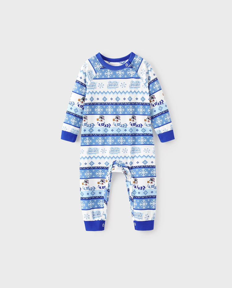 Frosty the Snowman Christmas Family Matching Pajamas Set with Christmas Socks Blue