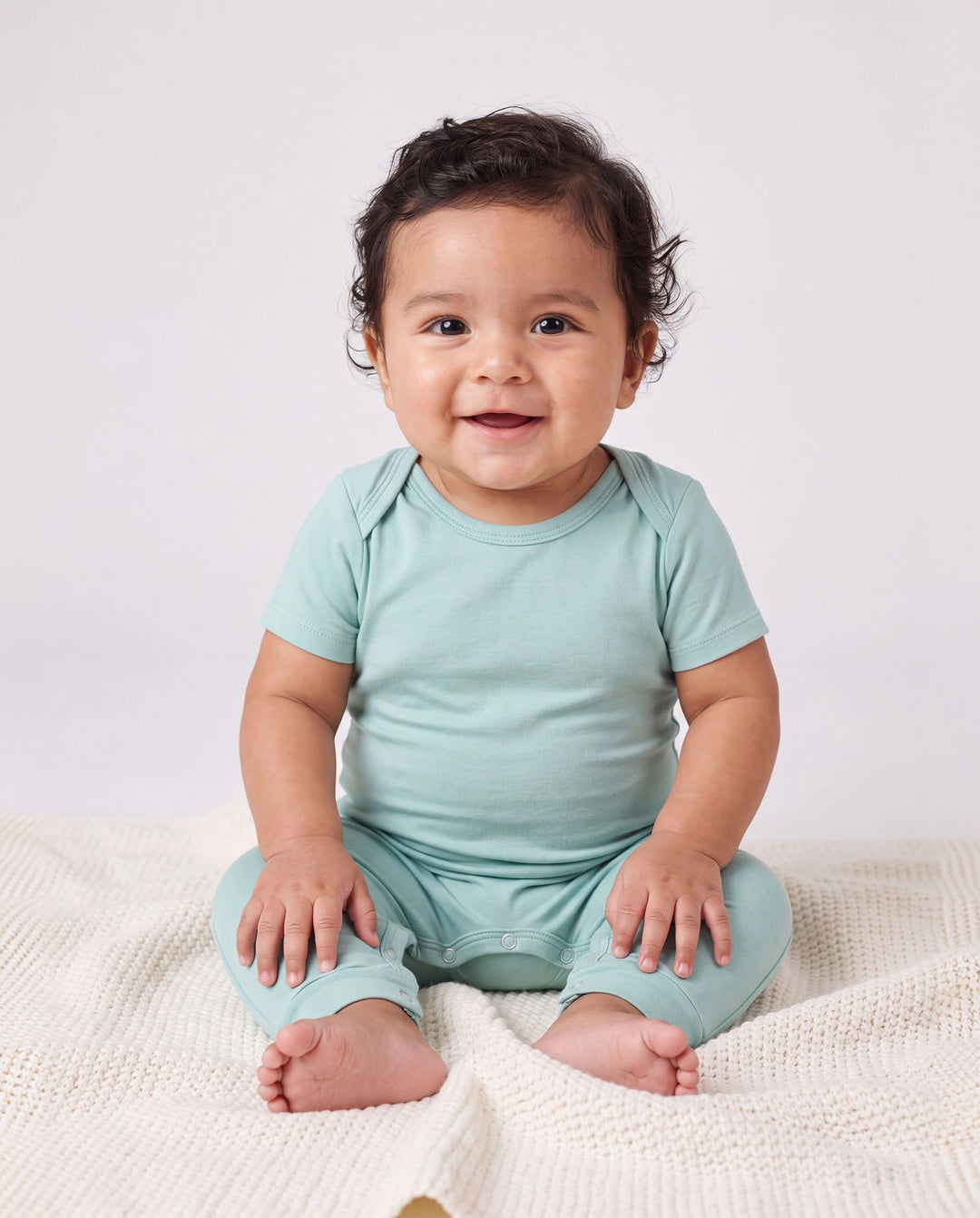 Bamboo Family Pajamas Solid Color Green Short Sleeve Matching Pajama Set ( Snug-Fitting for Children ) Green