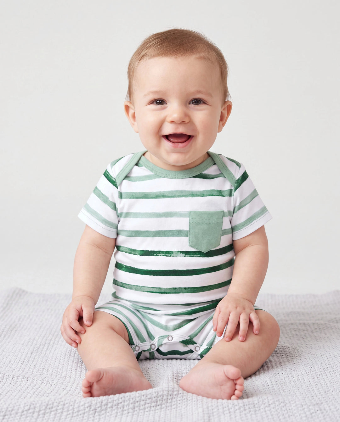 Conjunto de ropa de algodón para papá e hijo Camiseta a rayas verdes y vestido para papá, mamá, niños y bebé, perfecto para salidas familiares y fotos de verano verde