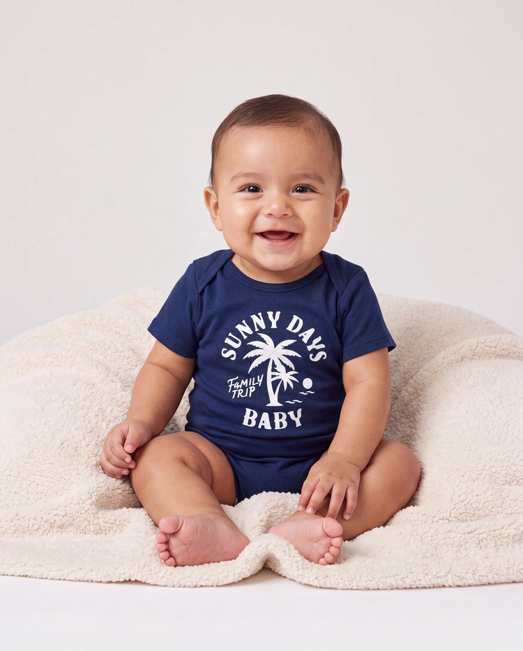 Set a Juego para la Familia de Camiseta de Algodón y Vestido – Estampado de Palmeras Días Soleados para Papá, Mamá, Bebé y Niño Pequeño, Perfecto para Vacaciones de Verano y Salidas Familiares Azul Tibetano
