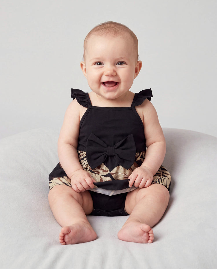 Mommy and Me Family Matching Floral Print Belted Cami Dresses And Solid Short Sleeve Tops Sets Black