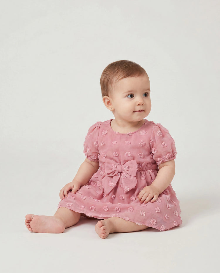 Family Matching Pink Set Solid Colorblock Polo collar Short-sleeve Shirt or Ruffle-sleeve Belted Dress Pink