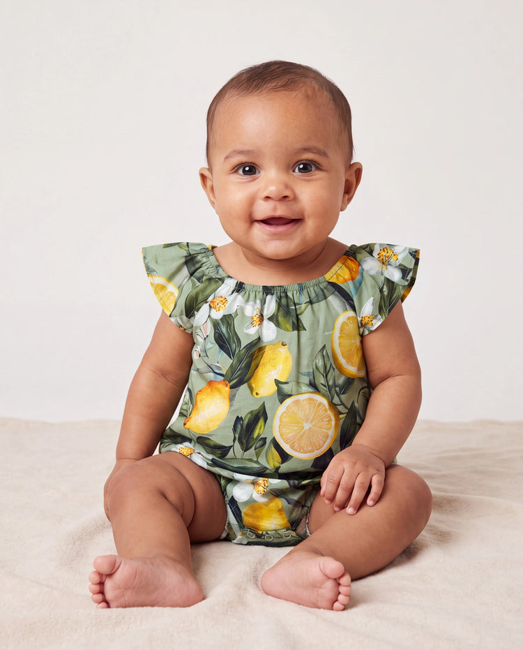 Ensembles papa et fille Chemises hawaïennes imprimé citron & robes d'été – Vêtements tropicaux de vacances pour hommes, femmes & enfants Vert