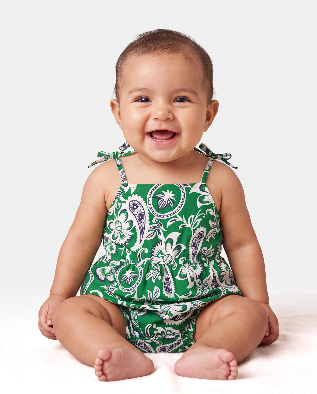 Family Matching Outfits Set Floral Print Short-sleeve Collar Shirt or Strappy Smocked  Dress for Summer Vacation  Green