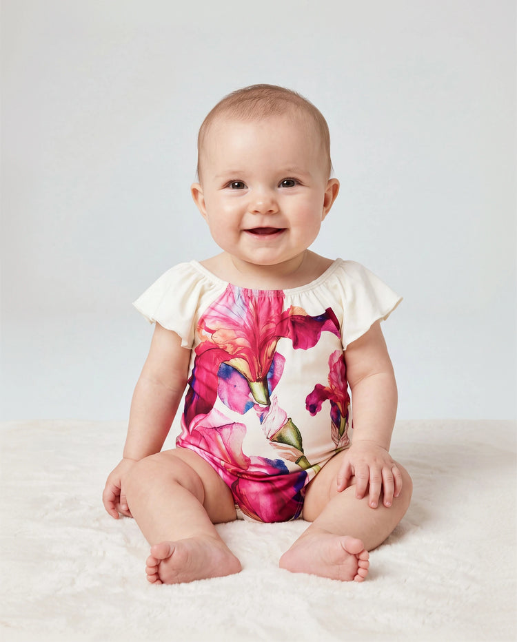 Daddy & Daughter Casual Outfit Floral Print T-shirt or Halter Dress Summer Set for Vacation Apricot
