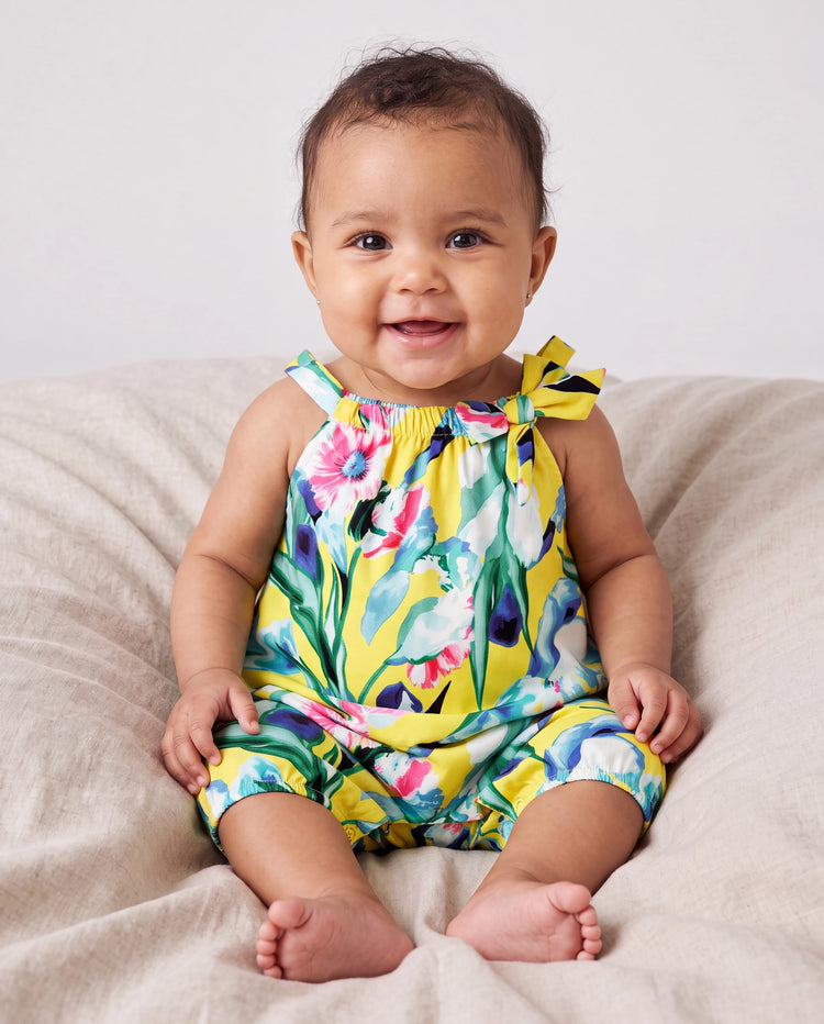 Mommy and Me Casual Outfits Floral Print Camisole Top and Wide-leg Pants Set for Mom Strappy Dress for girl, Bodysuit for Baby Girl Yellow
