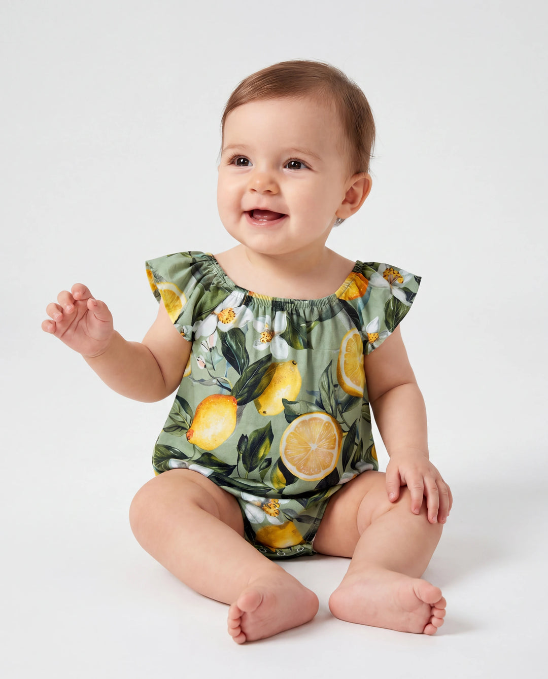 Daddy & Daughter Outfits – Lemon Print Hawaiian Shirts & Summer Dresses – Tropical Vacation Clothes for Men, Women & Kids Green