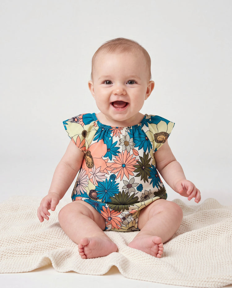 Mommy & me Set Sun Flower Print Short-sleeve Collar Shirt or White Camisole Top and Flower Wide-leg Pants Set for Summer Vacation Multi-color