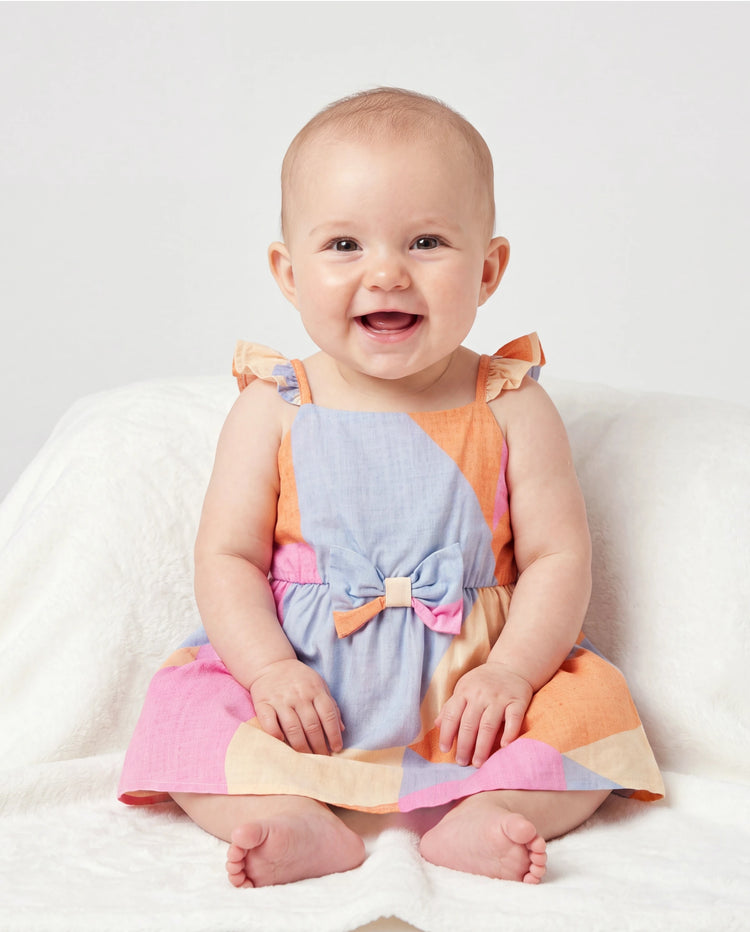 Mommy & me Outfits Set Colorblock Sleeveless Strappy Dress or Short-sleeve T-shirt Multi-color