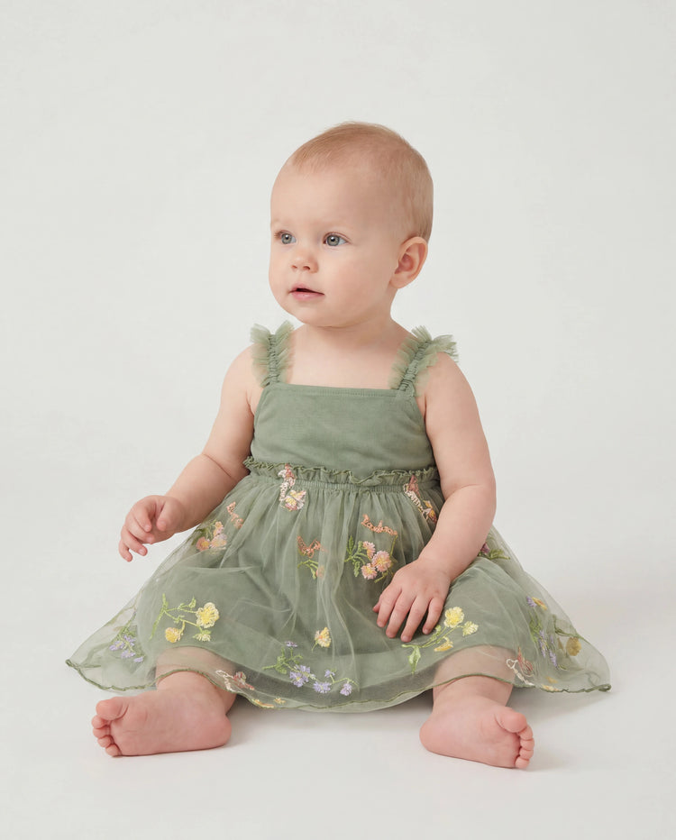 Family Matching Polo Collar Short-sleeve Shirt or V-neck Strappy Mesh Dress  Green