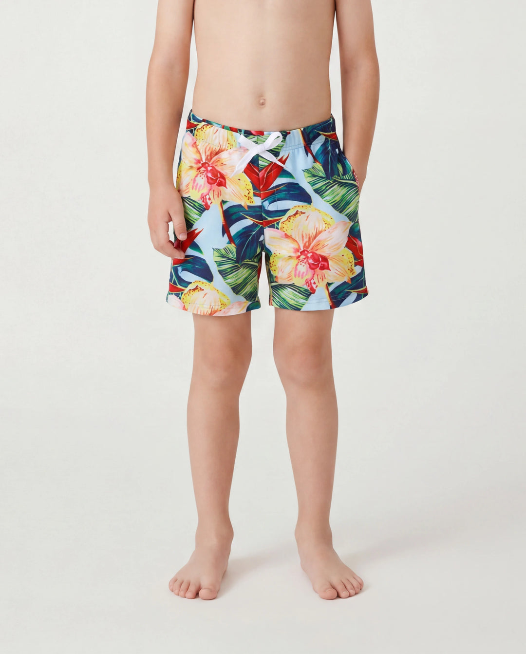 Maillot de bain à cordon de serrage fleuri assorti pour toute la famille ou bikini à bord coquillage froncé avec cache-maillot rouge en option