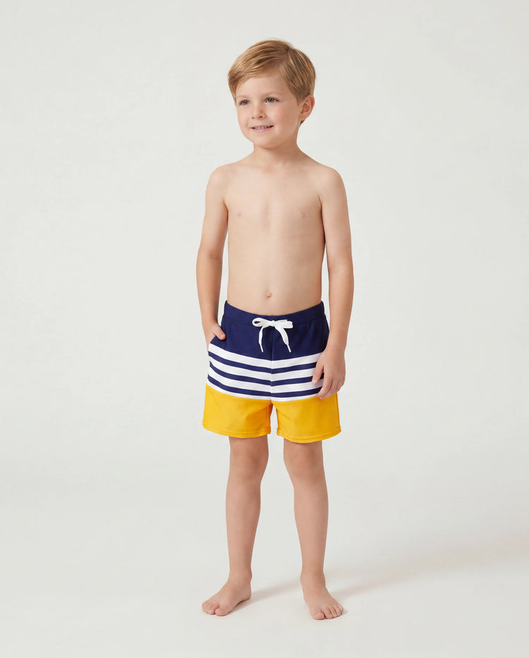 Family Matching Stripe & Colorblock Spliced One Piece Swimsuit or Swim Trunks Shorts ColorBlock
