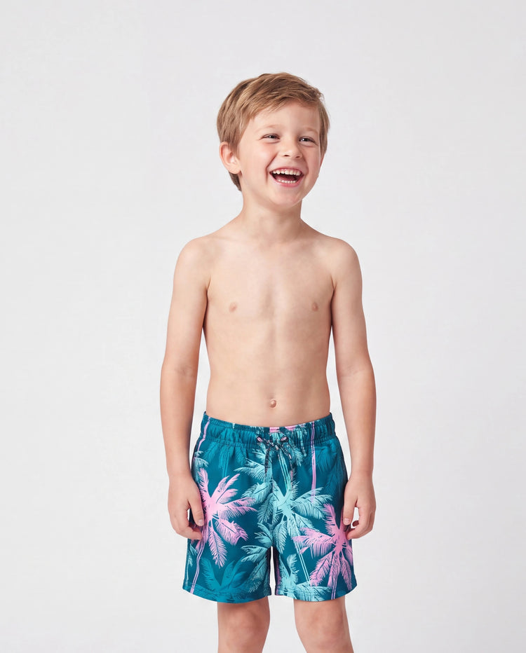 Mommy & me Swimsuits Tropical Palm Tree Print, Mommy and Me Ruffle two-piece Swimsuit, Beach Vacation Swimwear Turquoise