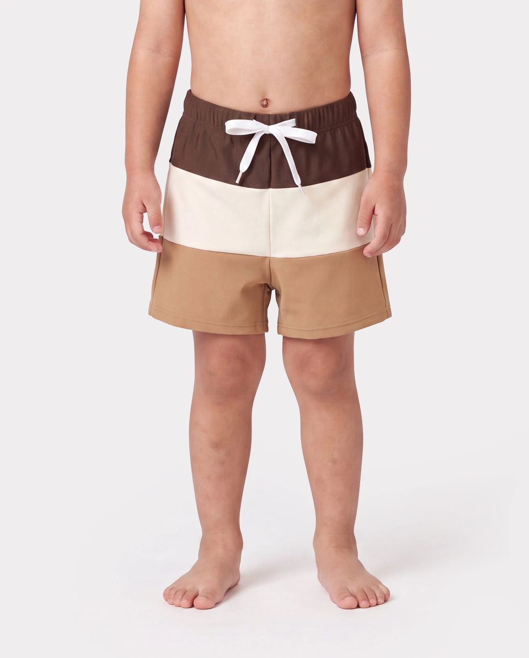 Trajes de baño familiares a juego bicolor, bikini de un solo hombro con recorte para mamá y yo, bañadores bicolor para papá e hijo, ropa de playa para vacaciones de verano Café