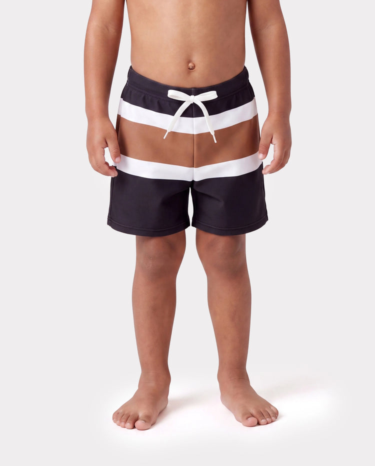 Family Matching Color Block Swimsuits Striped Bikini & Swim Trunks Set Color block