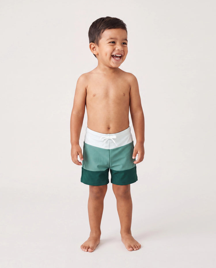 Family Matching Colorblock Swim Trunks or Wrap Side V-Neck Swimsuit MultiColour