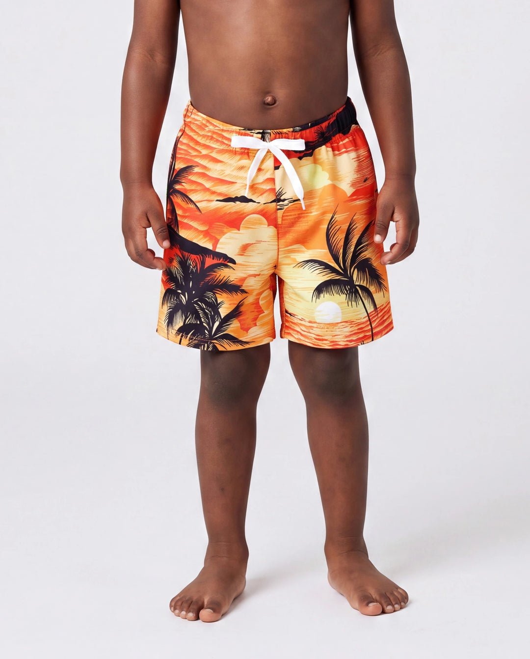 Trajes de baño hawaianos tropicales para la familia Trajes de baño a juego naranja