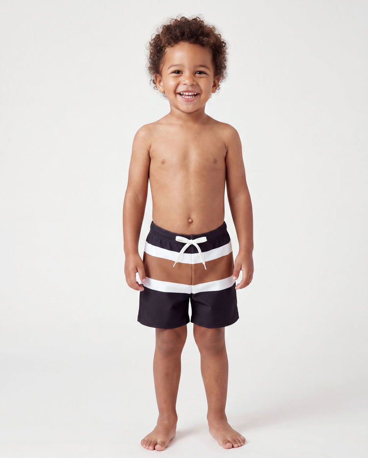 Trajes de baño a juego para mamá y yo con bloques de color Conjunto de bikini a rayas y pantalones cortos de baño Bloques de color