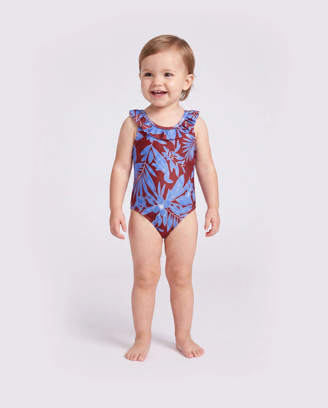 Family Matching Tropical Leaf Print Swimsuits Cutout One-Piece & Swim Trunks Set Multi-color