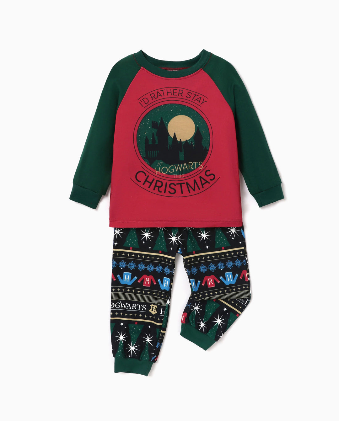 Harry Potter familienpassende Weihnachts-Pyjama-Sets mit Hogwarts-Grafik und Weihnachtssocken
