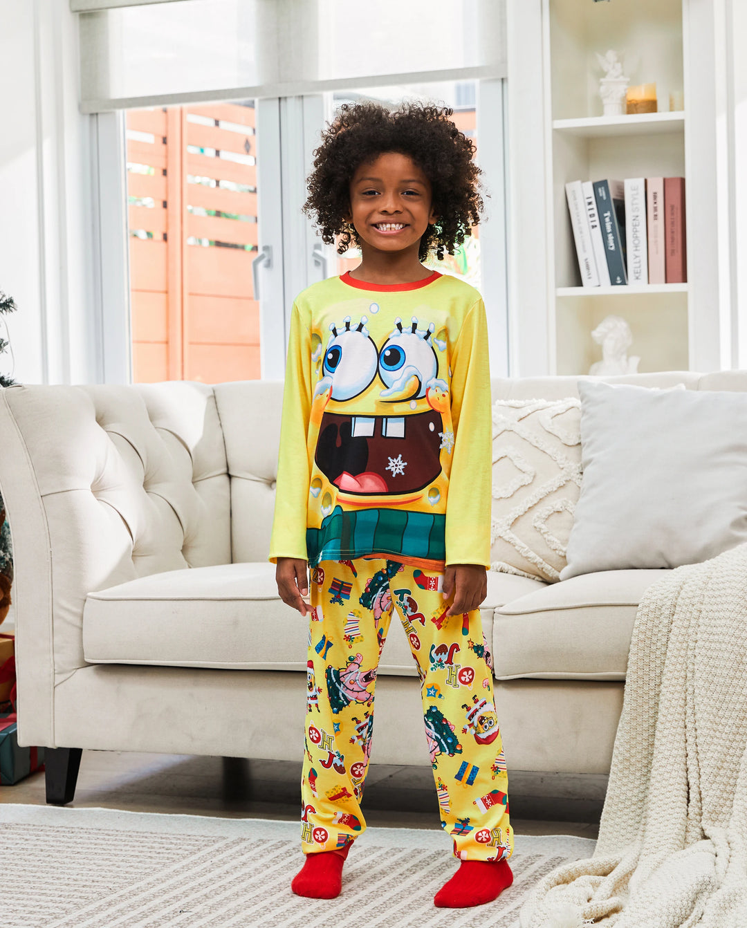 SpongeBob Schwammkopf Familienpassende Weihnachts-Pyjamas mit Weihnachtssocken